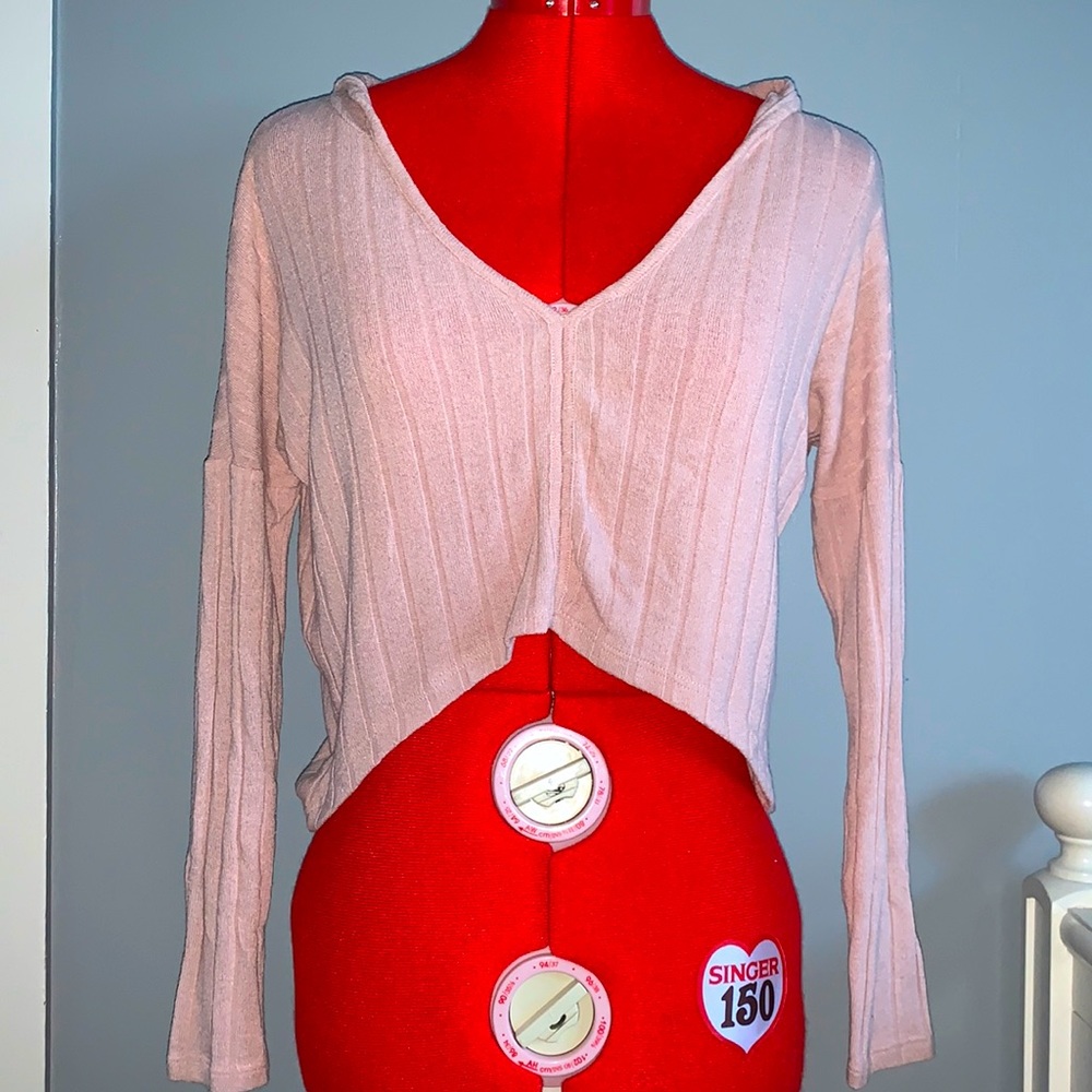 Charlotte Russe High Low Cropped Hooded Sweater